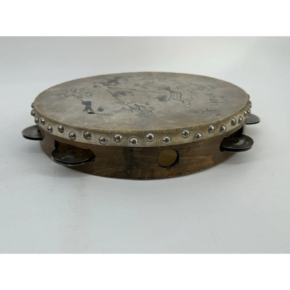 Vintage Rawhide Tambourine Lot Of 3 Calf Skin Head